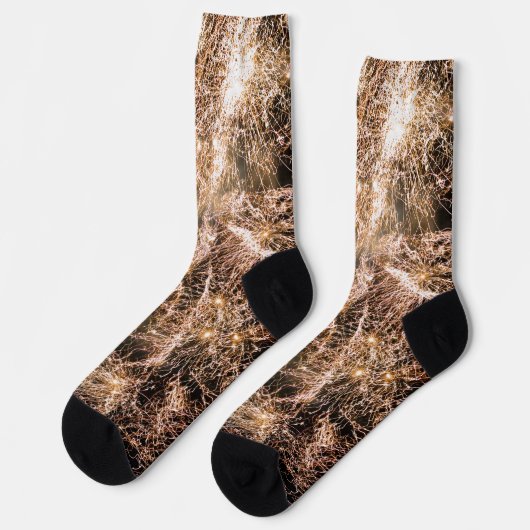 Chaussette Feu d'artifice en or brillant Abstrait (Gauche)