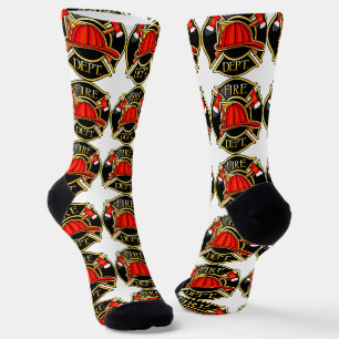 Chaussette Feu et Secourir Emblème Blanc