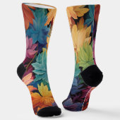 Chaussette Feuilles d'automne colorées Monogramme personnalis (Angulaire)