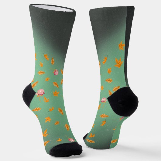 Chaussette Feuilles d'automne et Roses Durable Crew Sock (Angulaire)