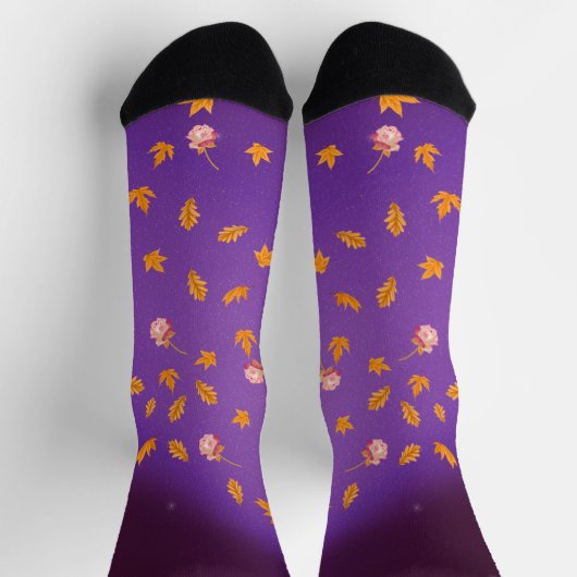 Chaussette Feuilles d'automne et Roses Durable Crew Sock (Haut)