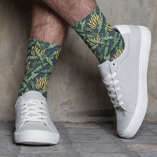 Chaussette Feuilles de bananes de la marine tropicale et bana