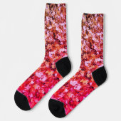 Chaussette Feuilles de érable automne rouge rose (Gauche)