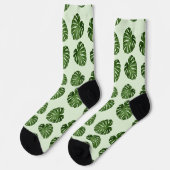 Chaussette Feuilles de palmiers, Feuilles verts, Motif tropic (Gauche)