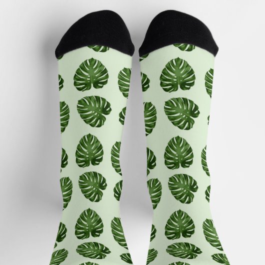 Chaussette Feuilles de palmiers, Feuilles verts, Motif tropic (Haut)