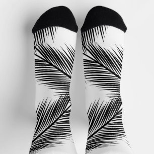 Chaussette Feuilles de paume noir sur arrière - plan blanc