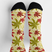 CHAUSSETTE FEUILLES JAPONAISES (CRÈME) (Haut)