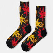 CHAUSSETTE FEUILLES JAPONAISES (NOIRES) (Gauche)