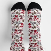 Chaussette Feuilles multicolores sur un fond rayé. (Haut)