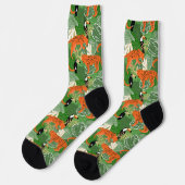 Chaussette Feuilles tropicaux et motifs de tigres (Gauche)