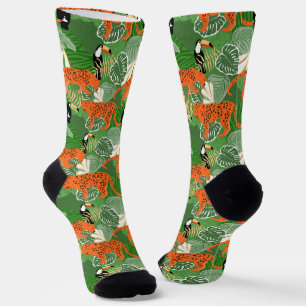 Chaussette Feuilles tropicaux et motifs de tigres