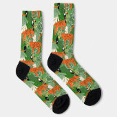 Chaussette Feuilles tropicaux et motifs de tigres (Droite)