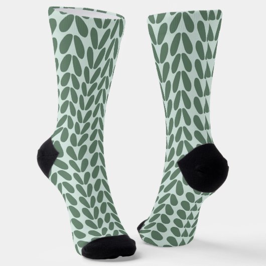Chaussette Feuilles verts sur Pastel Blue (Angulaire)