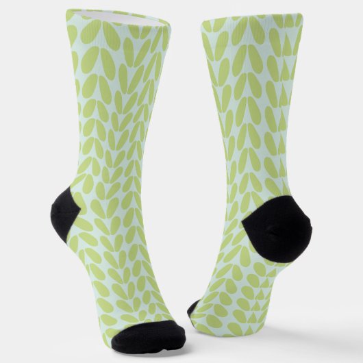 Chaussette Feuilles verts sur Pastel Blue (Angulaire)