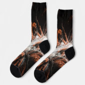 Chaussette Feux d'artifice dorés abstrait fumée noire dorée (Gauche)