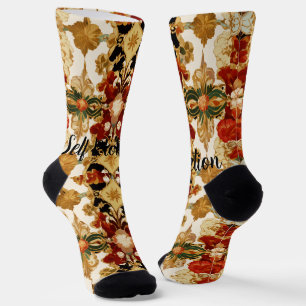 Chaussette Fierce Baroque Pearl & Floral Art Déco Motif Carre