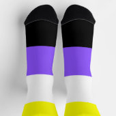 Chaussette Fierté non binaire jaune blanc violet rayé LGBT (Haut)