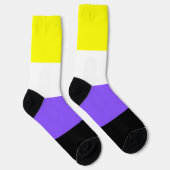 Chaussette Fierté non binaire jaune blanc violet rayé LGBT (Droite)