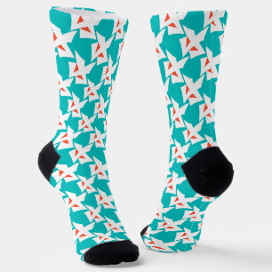 Chaussette Figures géométriques abstraites turquoise