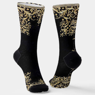 Chaussette Filigrané noir et or tombé
