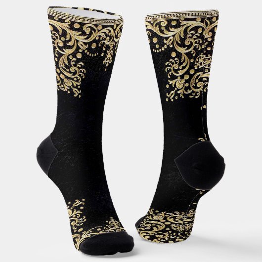Chaussette Filigrané noir et or tombé (Angulaire)