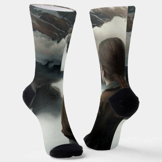 Chaussette Fille avec des nuages (Angulaire)