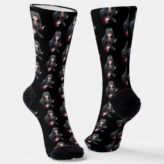 Chaussette Fille emo aux longs cheveux noirs (Angulaire)