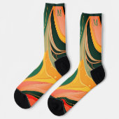 Chaussette Fire red yellow organic lines modern  (Gauche)