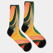 Chaussette Fire red yellow organic lines modern  (Droite)