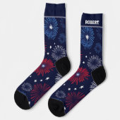 Chaussette Fireworks Rouge blanc et bleu 4 juillet (Gauche)