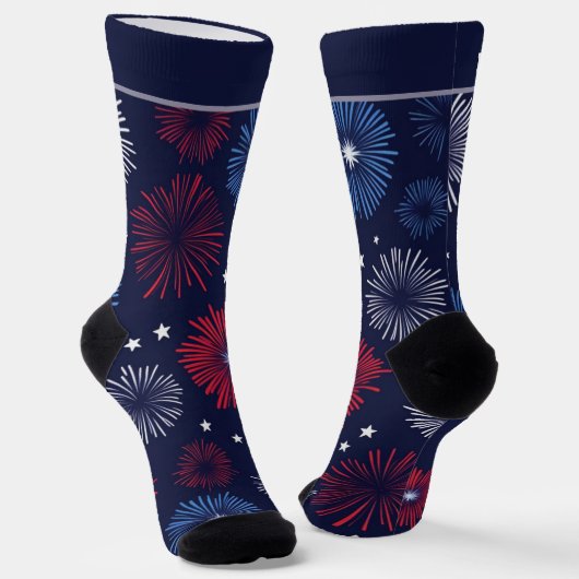 Chaussette Fireworks Rouge blanc et bleu 4 juillet (Angulaire)