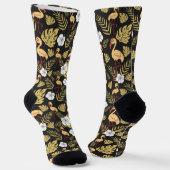 Chaussette Flamant rose continu motif fleurs jaune et blanc (Angulaire)