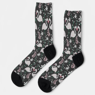 Chaussette Flamant rose motif transparent blanc sur arrière -