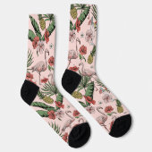 Chaussette Flamant rose tropical Motif floral rose (Droite)