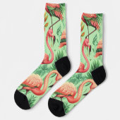 Chaussette Flamants roses roses vintages (Gauche)