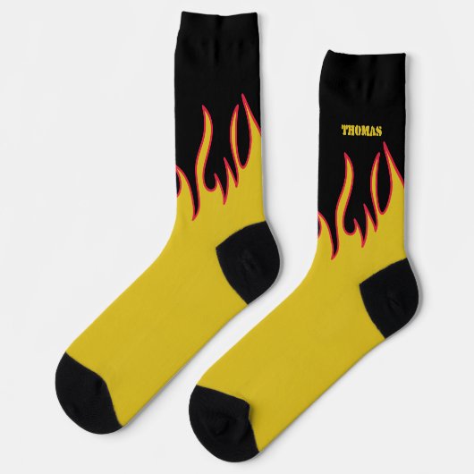 Chaussette Flame Socks Personalized Yellow and Black (Gauche)