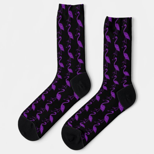 Chaussette Flamingo rayé violet parties scintillant motif noi (Gauche)