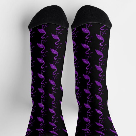 Chaussette Flamingo rayé violet parties scintillant motif noi (Haut)