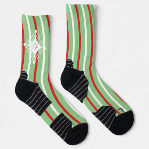 Chaussette Flammes de Noël Rouge Blanc Peppermenthe Snowflake