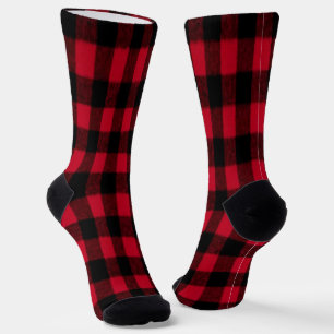 Chaussette Flannel Buffalo Plaid Rouge lombard texture