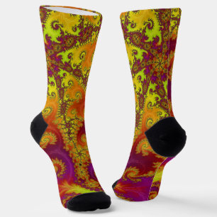 Chaussette Flashy Vibrant Spiral Fractal Funky Abstrait Art