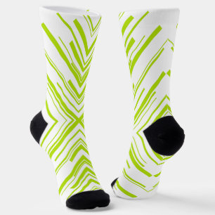 Chaussette Flèches en vert citron et blanc