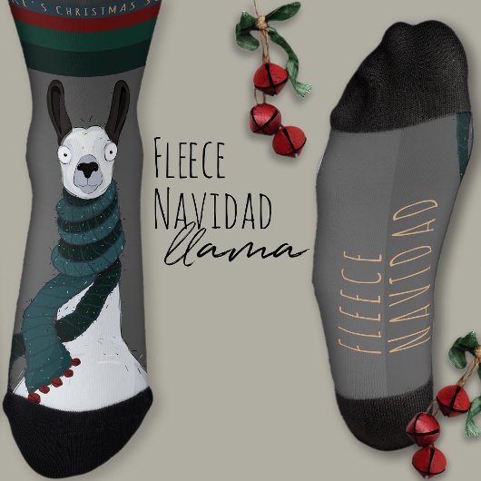 Chaussette « Fleece Navidad » Drôle Chic Drôle Gris Lama