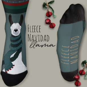 Chaussette « Fleece Navidad » Fun Amusing Turquoise Gris Lama