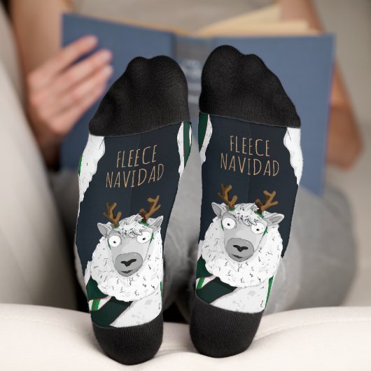 Chaussette “Fleece Navidad” Funny Festive Blue Sheep  (Fond)