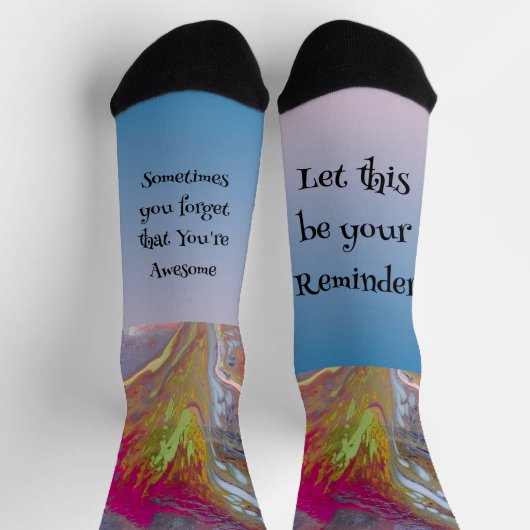 Chaussette Fleur Abstraite aux couleurs vives avec message su (Haut)