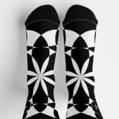 Chaussette Fleur blanche noire mandala mosaïque rétro Monogra (Haut)