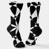Chaussette Fleur blanche noire mandala mosaïque rétro Monogra (Angulaire)