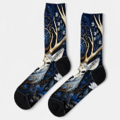Chaussette Fleur céleste gothique de cerf de minuit (Gauche)