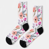 Chaussette Fleur d'aquarelle en fleurs douces Motif Pastel (Gauche)